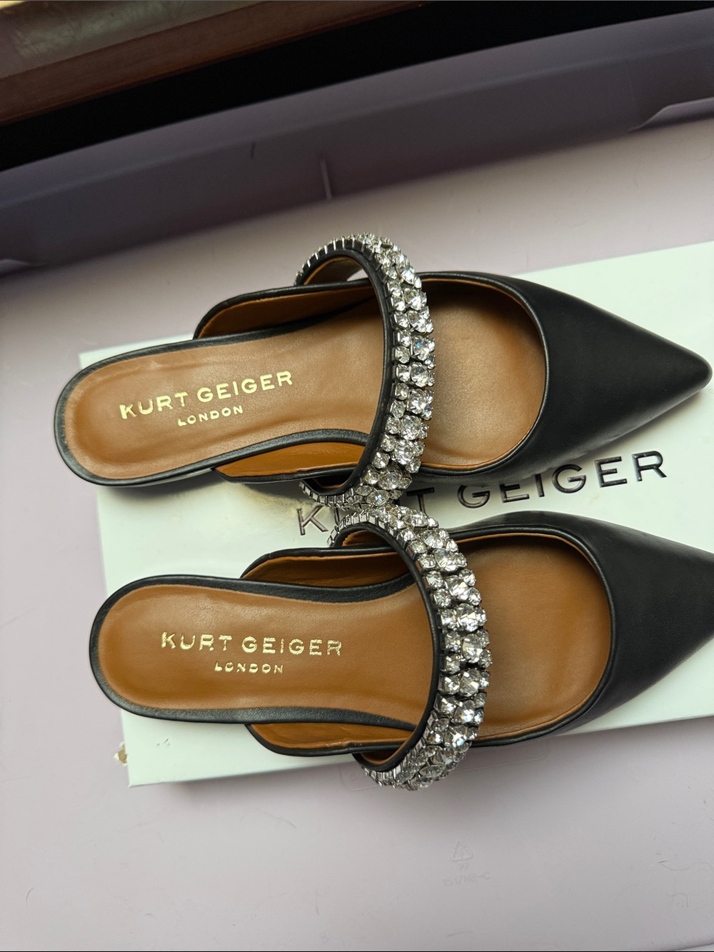 Kurt Geiger Black Crystal Strap Pointed Mules size EUR36 - US 6 - Picture 3 of 6
